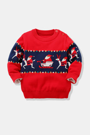 Kids Sled Graphic Christmas Pullover Sweater